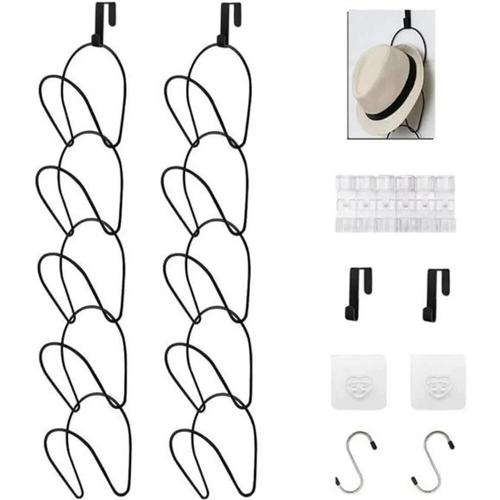 LINFIDITE 10 Pack Hat Rack Over Door Cap Organizer Wall Closet Hanger Set